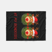 Stop Staring At My Reindeers Funny Christmas Adult Fleece Deken (Voorkant (Horizontaal))