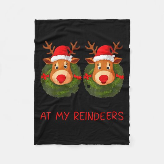 Stop Staring At My Reindeers Funny Christmas Adult Fleece Deken (Voorkant)