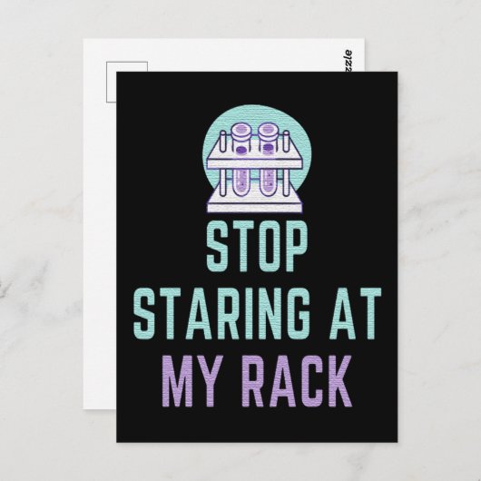 STOP STARTEN BIJ MIJN RACK - FUNNY LAB TECH BRIEFKAART (Voorkant / Achterkant)