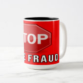 Stop stemfraude tweekleurige koffiemok (Voorkant rechts)