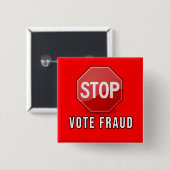 Stop stemfraude vierkante button 5,1 cm (Voorkant /achterkant)