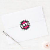 STOP! Stripboekstijl Ronde Sticker (Envelop)