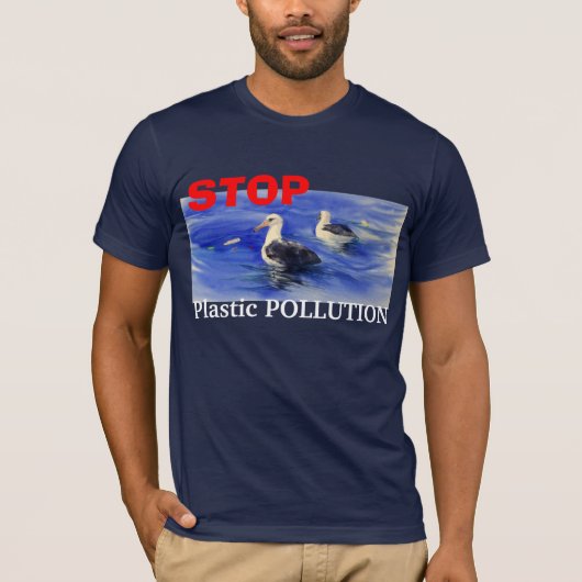 STOP T-shirt met plastische verontreiniging (Voorkant)