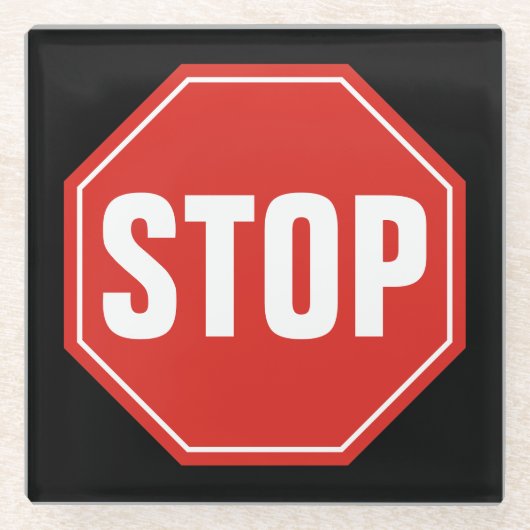 STOP-teken Glazen Onderzetter (Voorkant)