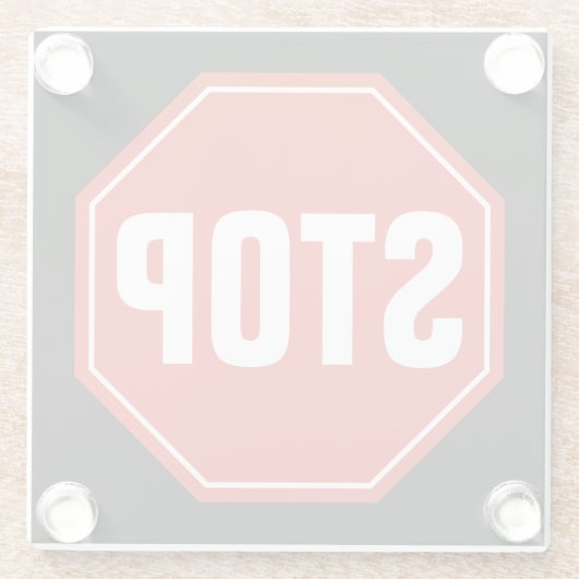 STOP-teken Glazen Onderzetter (Achterkant)