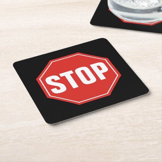 STOP-teken Kartonnen Onderzetters (Schuin)