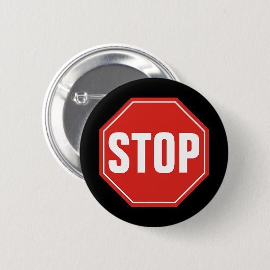 STOP-teken Ronde Button 5,7 Cm (Voorkant /achterkant)