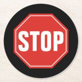 STOP-teken Ronde Kartonnen Onderzetter (Voorkant)