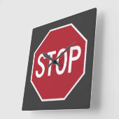 Stop-teken-vierkant wandklok (Hoek)