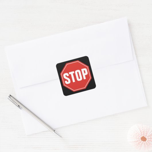 STOP-teken Vierkante Sticker (Envelop)