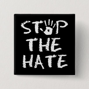 Stop the Hate Vierkante Button 5,1 Cm