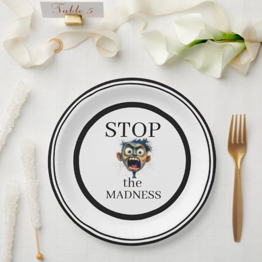 Stop the Madness Paper Plate Papieren Bordje (Huwelijk)