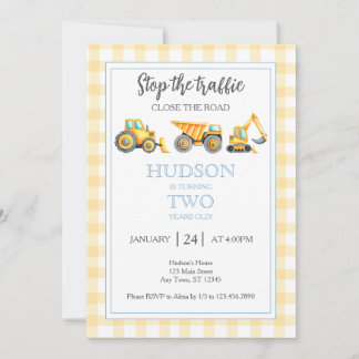 Stop the Traffic Construction Party Invitation Kaart