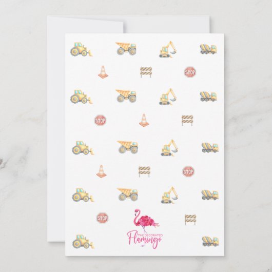 Stop the Traffic Construction Party Invitation Kaart (Achterkant)