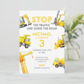 Stop The Traffic Construction Trucks Birthday Kaart (Staand voorkant)
