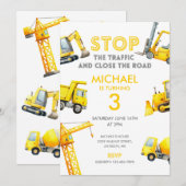 Stop The Traffic Construction Trucks Birthday Kaart (Voorkant / Achterkant)