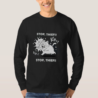Stop Thief! Cat Chase Comic Action T-shirt