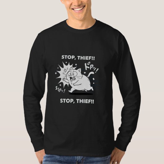 Stop Thief! Cat Chase Comic Action T-shirt (Voorkant)