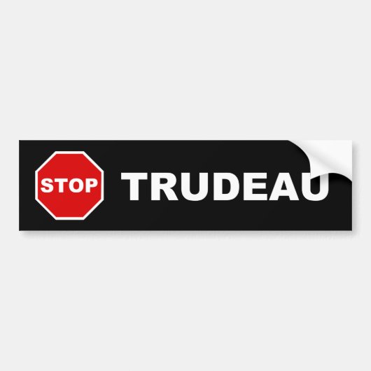 Stop Trudeau Bumpersticker (zwart) (Voorkant)