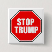 "STOP TRUMP" VIERKANTE BUTTON 5,1 CM (Voorkant)