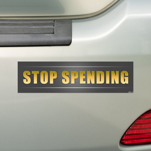 Stop uitgaven bumpersticker (Op auto)