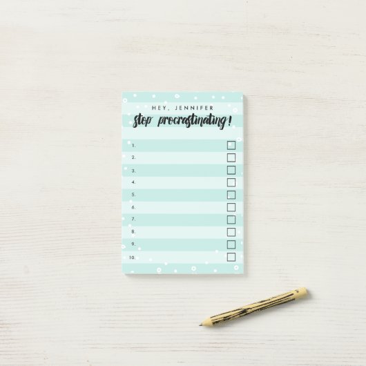 Stop uitstellen - Mint - Selectievakje om te doen Post-it® Notes (Op bureau)