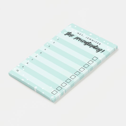 Stop uitstellen - Mint - Selectievakje om te doen Post-it® Notes (Schuin)