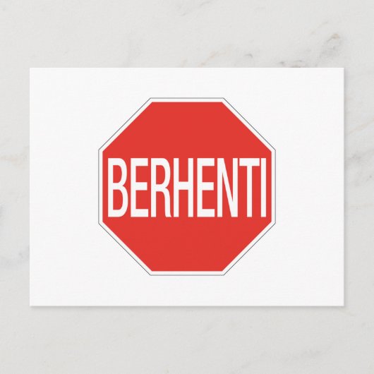 Stop, verkeersbord, Maleisië Briefkaart (Voorkant)