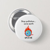 Stop vervuiling... aarde redden ronde button 5,7 cm (Voorkant /achterkant)