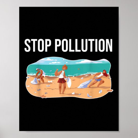 Stop Vervuiling Plastic Zee Milieubescherming Poster (Voorkant)