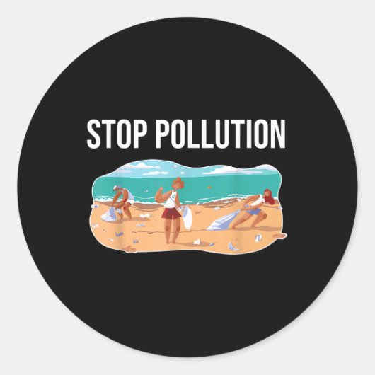 Stop Vervuiling Plastic Zee Milieubescherming Ronde Sticker (Voorkant)