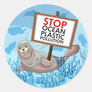 Stop vervuiling van oceaanplasma ronde sticker