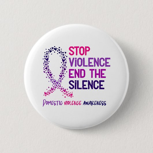 Stop Violence and the Silence Domestic Violence Aw Ronde Button 5,7 Cm (Voorkant)