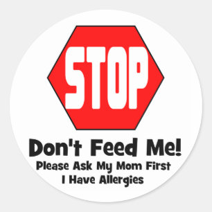 Stop! Voed me niet aan. Ik heb allergieën Ronde Sticker