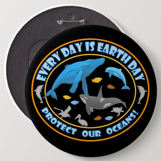 Stop walvisjacht ronde button 6,0 cm (Voorkant /achterkant)