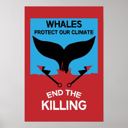 Stop walvisjacht | Walvisvangstverbod Bescherming Poster (Voorkant)