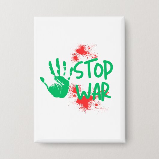 Stop War – Bold Handprint Anti-War Graphic Design Button (Voorkant)