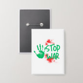 Stop War – Bold Handprint Anti-War Graphic Design Button (Voorkant / Achterkant)