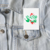 Stop War – Bold Handprint Anti-War Graphic Design Button (Insitu)