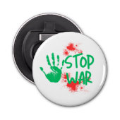 Stop War – Bold Handprint Anti-War Graphic Design Button Flesopener (Voorkant)