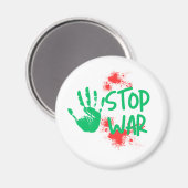 Stop War – Bold Handprint Anti-War Graphic Design Magneet (Voorkant / Achterkant)