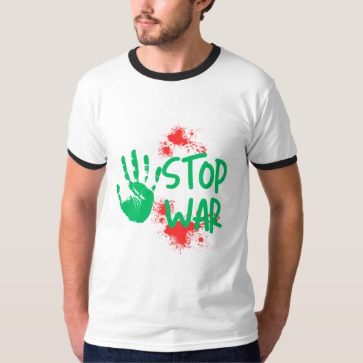 Stop War – Bold Handprint Anti-War Graphic Design T-shirt (Voorkant)