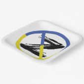 Stop war in Ukraine Throw Pillow Papieren Bordje (Gebogen)