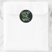 stop war peace symbol ukraine flag text message ronde sticker (Tas)