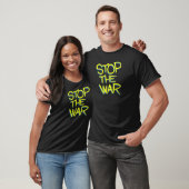 stop war peace symbol ukraine flag text message t-shirt (Unisex)