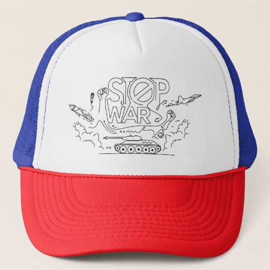 Stop War Trucker Hat | anti-oorlogsprotest Pet (Voorkant)