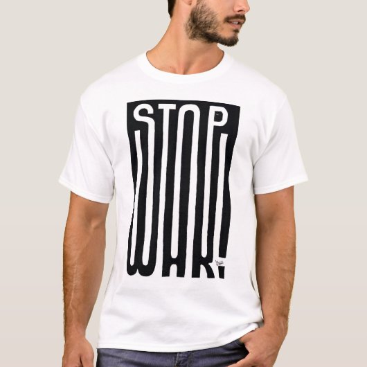 Stop War World Peace Zwart-wit kunst T-shirt (Voorkant)