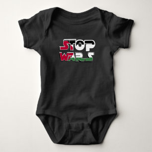 Stop Wars Palestina Vlagtekst Typografie ontwerp Romper
