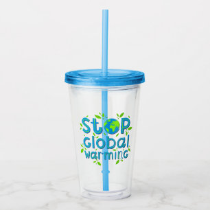 Stop wereldwijde opwarming acryl drinkbeker