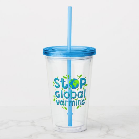 Stop wereldwijde opwarming acryl drinkbeker (Voorkant)